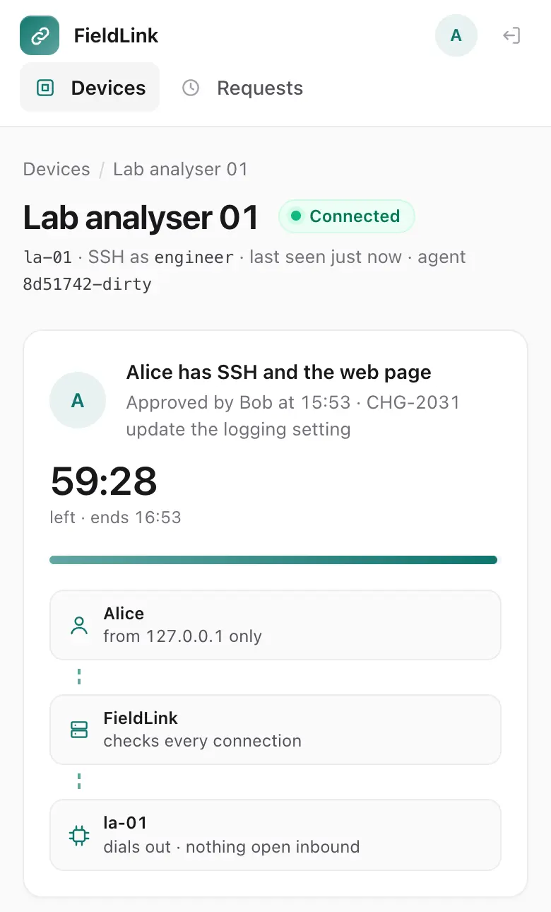 The same device page on a phone.